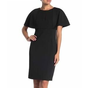 Trina Turk Affection Winged Sleeve Shift Dress Size 2 Black Keyhole Neck NWT